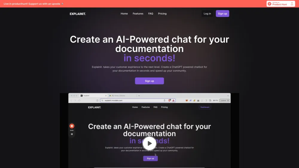 Explainit website screenshot