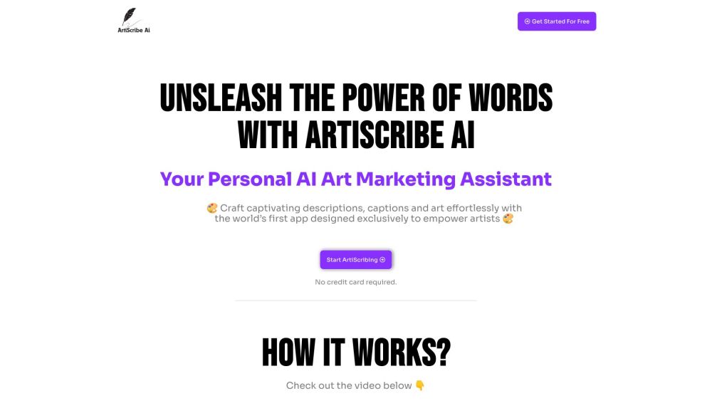 Artiscribe Ai website screenshot