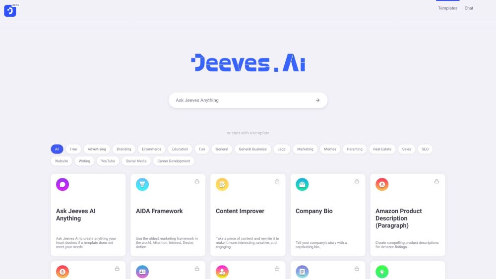 Jeeves Ai website screenshot