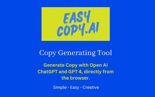 Easy Copy Ai Copy Generator Tool website screenshot