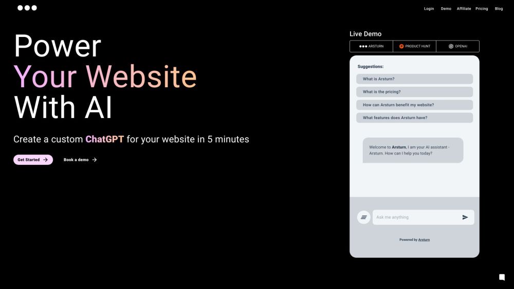 Arsturn website screenshot