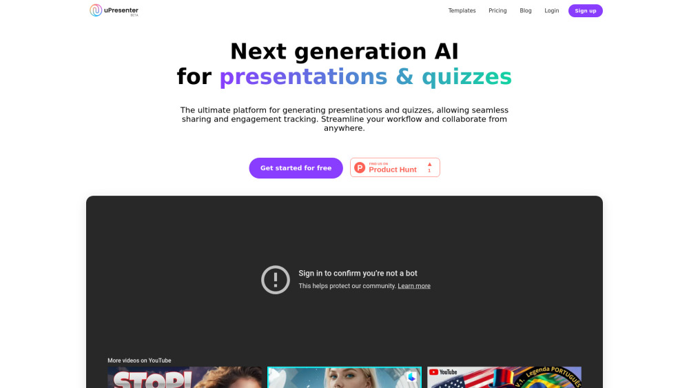 U website screenshot
