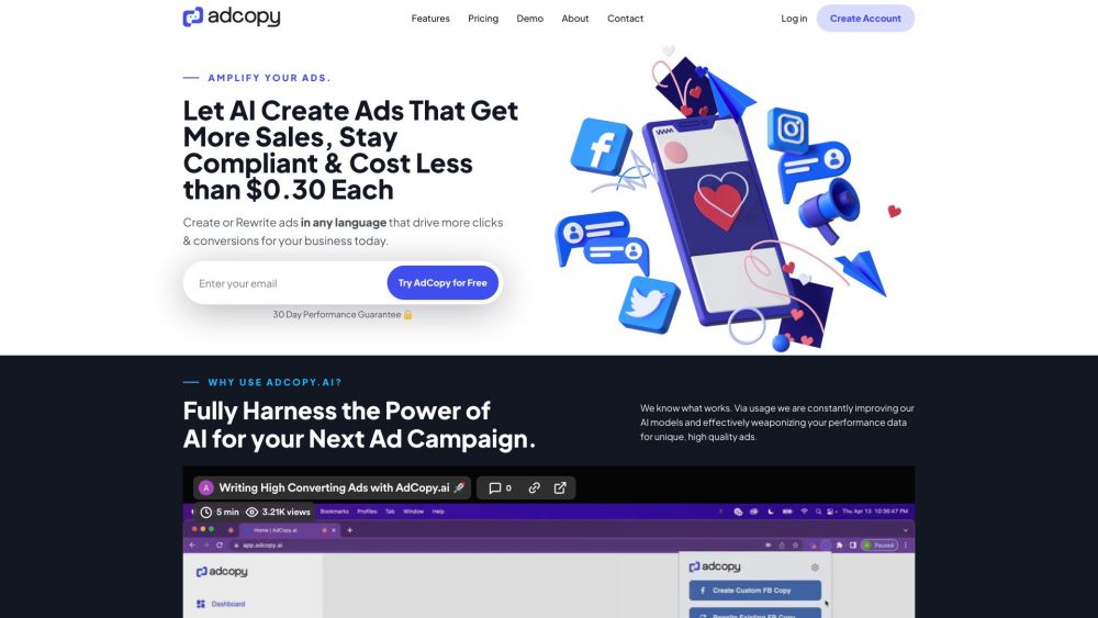 Adcopy Ai website screenshot