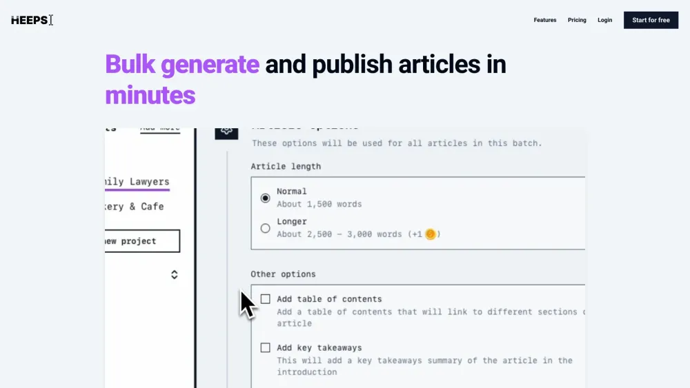 Heeps Ai website screenshot