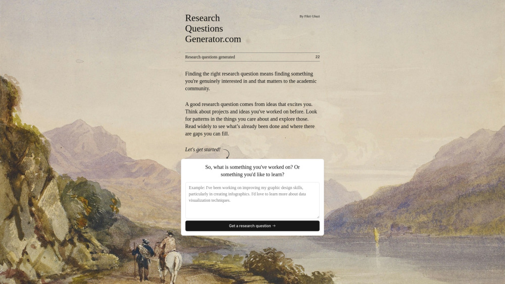 Research Topics Generator website screenshot