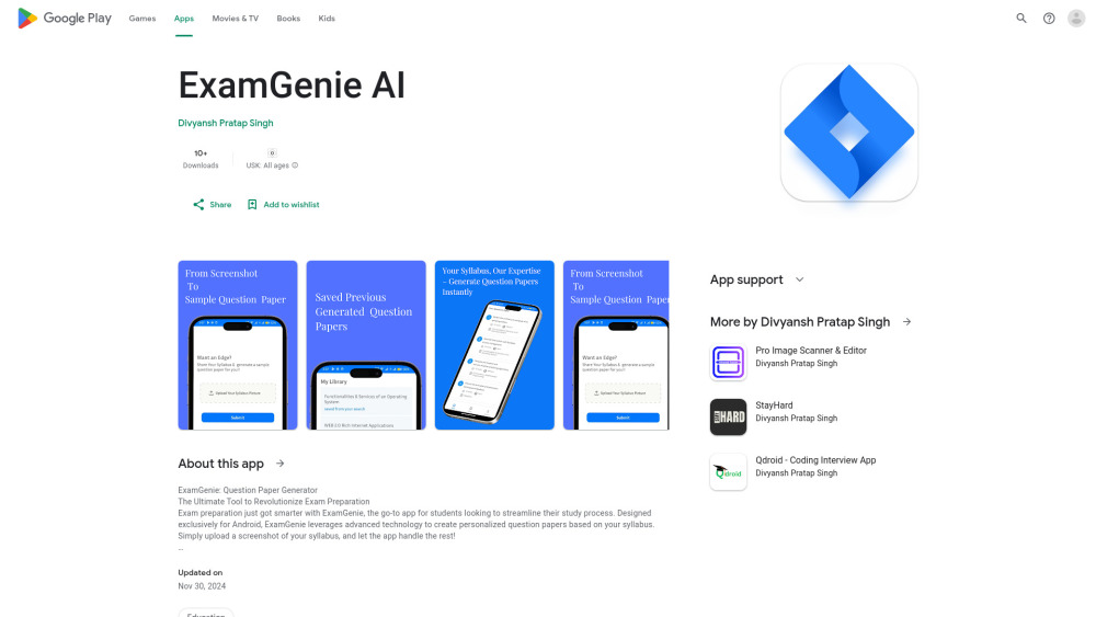 Examgenie Ai website screenshot