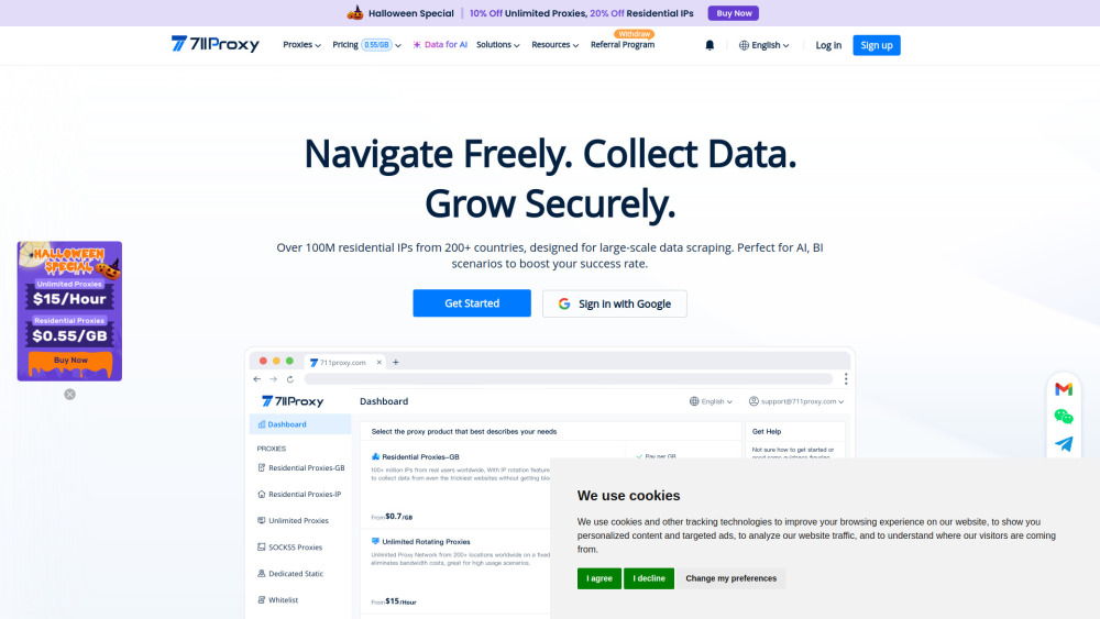 711Proxy website screenshot