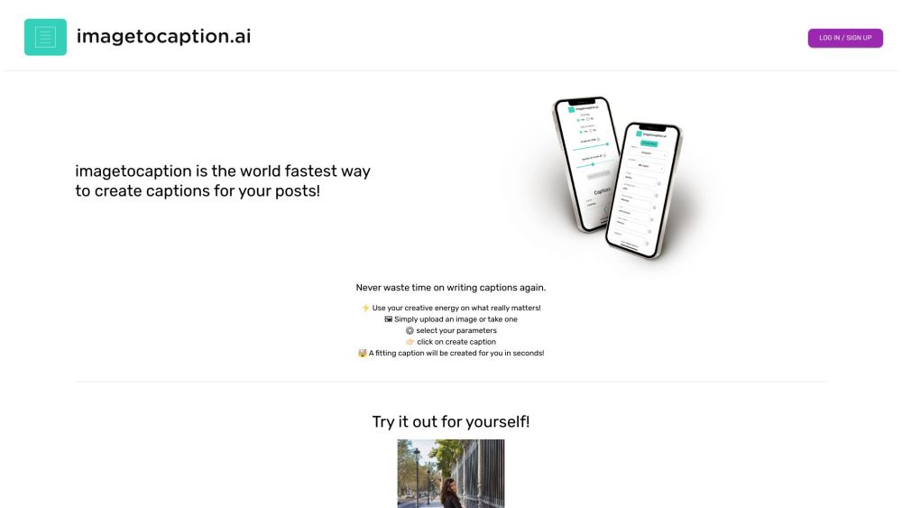 Imagetocaption Ai website screenshot