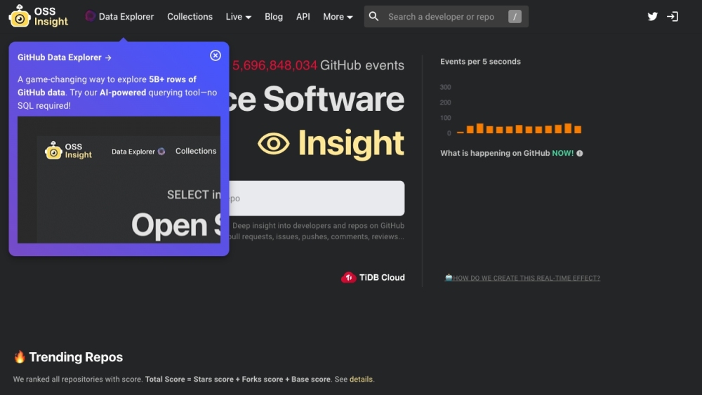 Oss Insight website screenshot