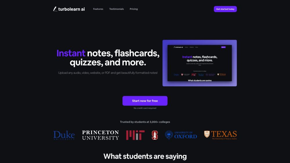 Turbolearn Ai website screenshot