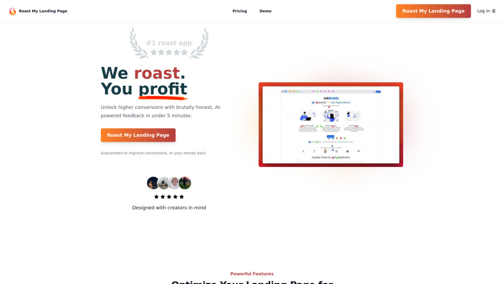 Roast My Landing Page website screenshot