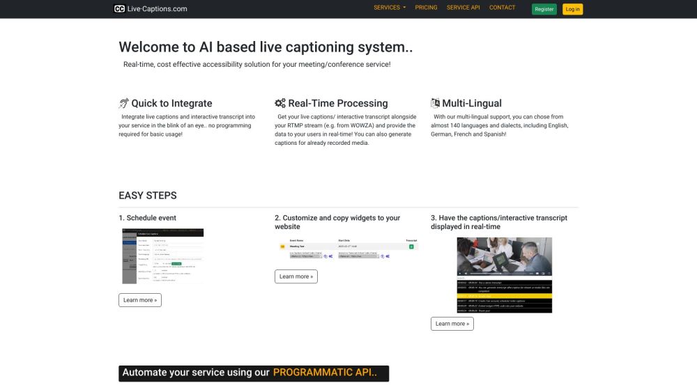 Ai Based Live Captioning System website screenshot