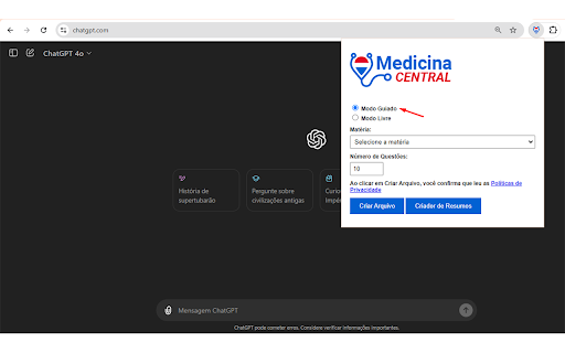 Medicina Central Chatgpt Command Executor website screenshot