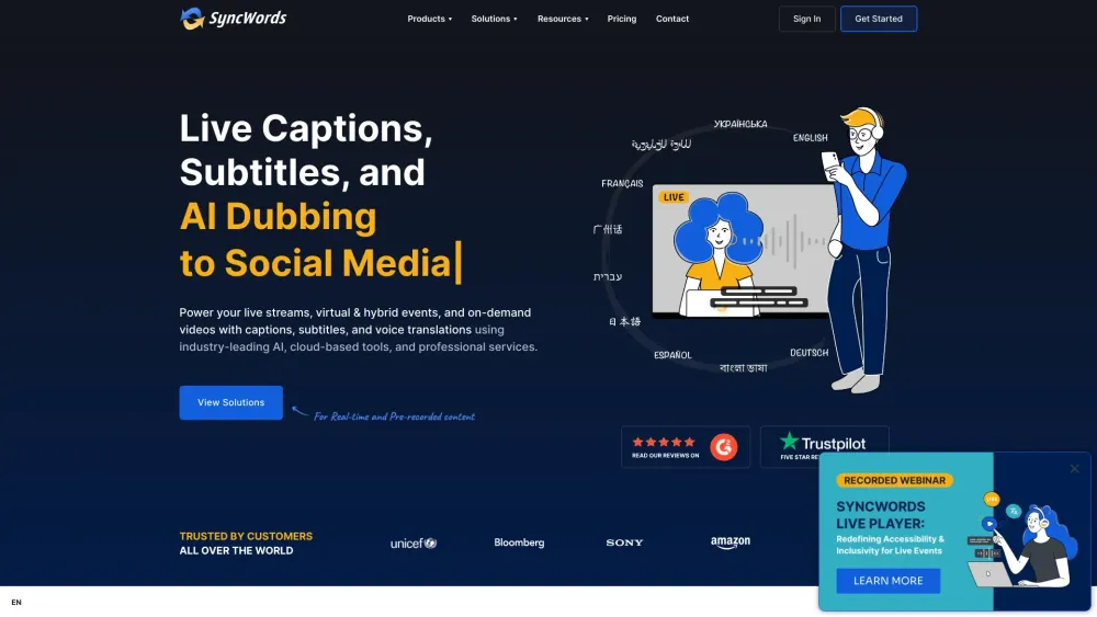 Syncwords Com website screenshot