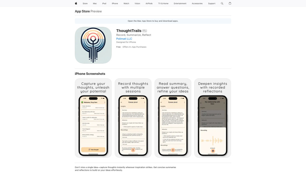 Thoughttrails website screenshot