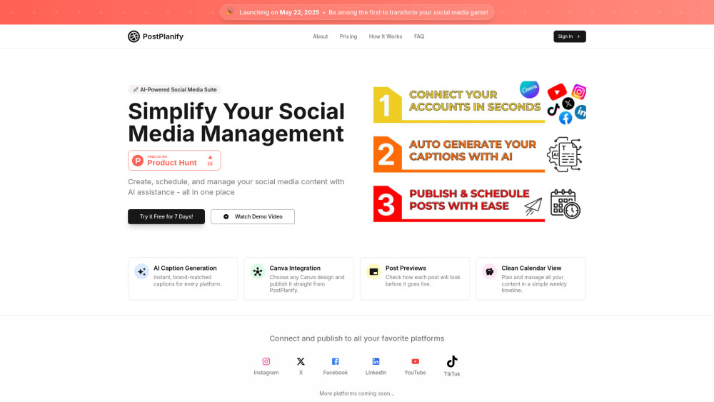 Postplanify website screenshot