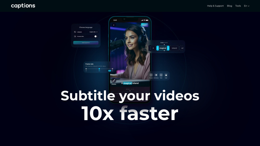 Captions App website screenshot