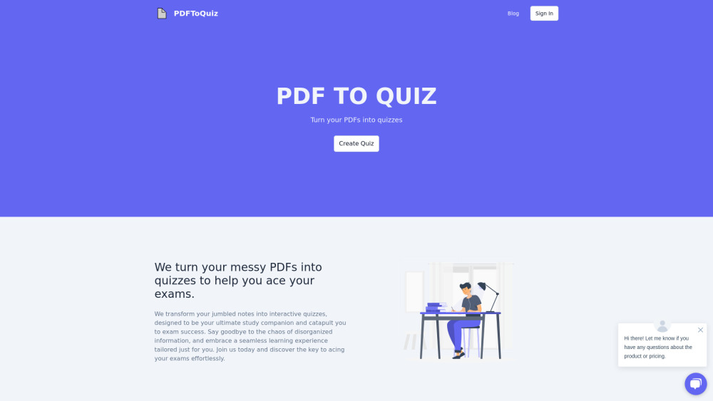 Pdftoquiz website screenshot