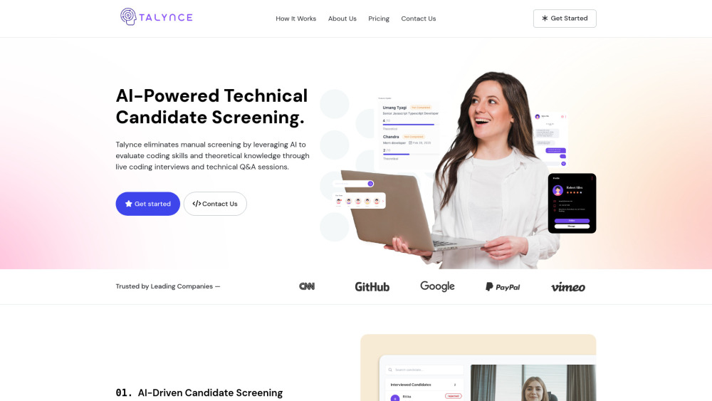 Talynce website screenshot