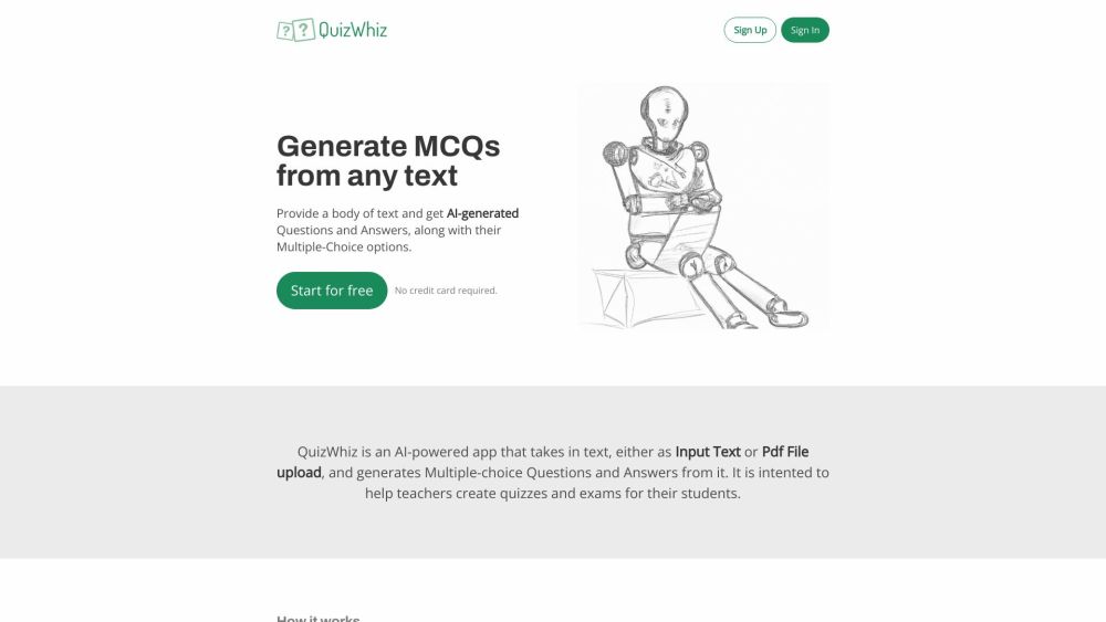 Quizwhiz website screenshot