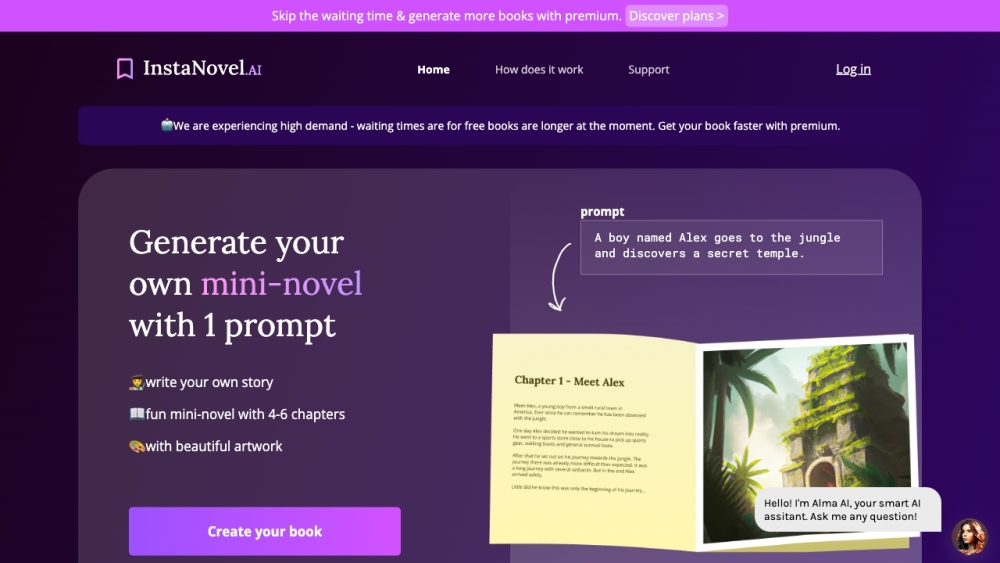 Instanovel Ai website screenshot