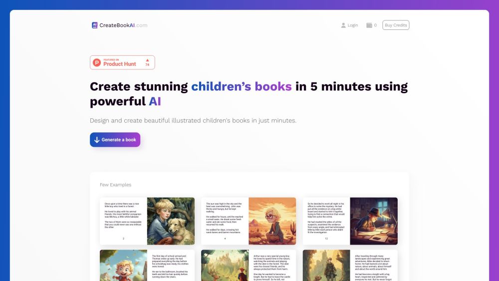 Createbookai website screenshot