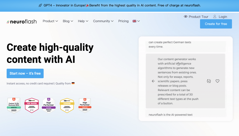 Neuroflash website screenshot