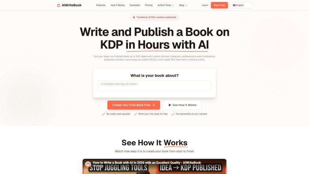 Aiwritebook website screenshot