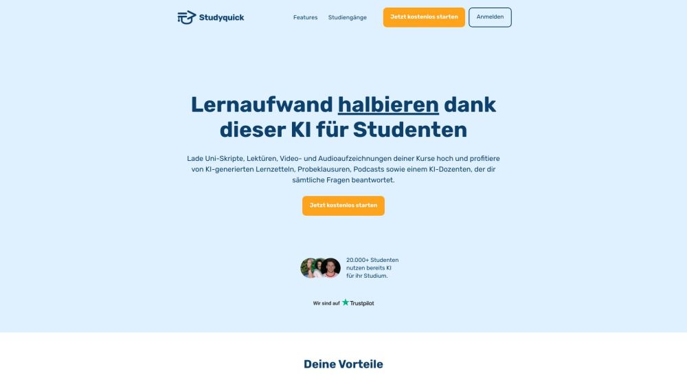 Studyquick website screenshot