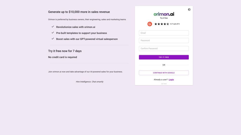 Orimon Ai website screenshot
