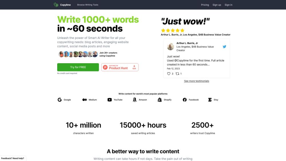 Copylime Com website screenshot