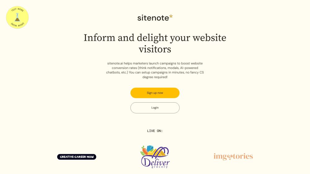 Sitenote website screenshot