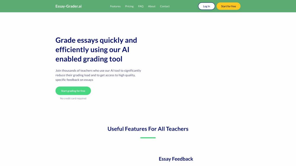 Essay Grader Ai Grade Essays In Seconds Using Ai website screenshot