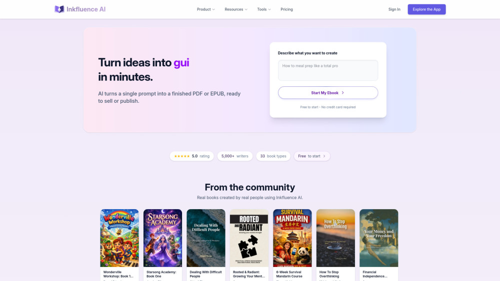 Inkfluence Ai website screenshot