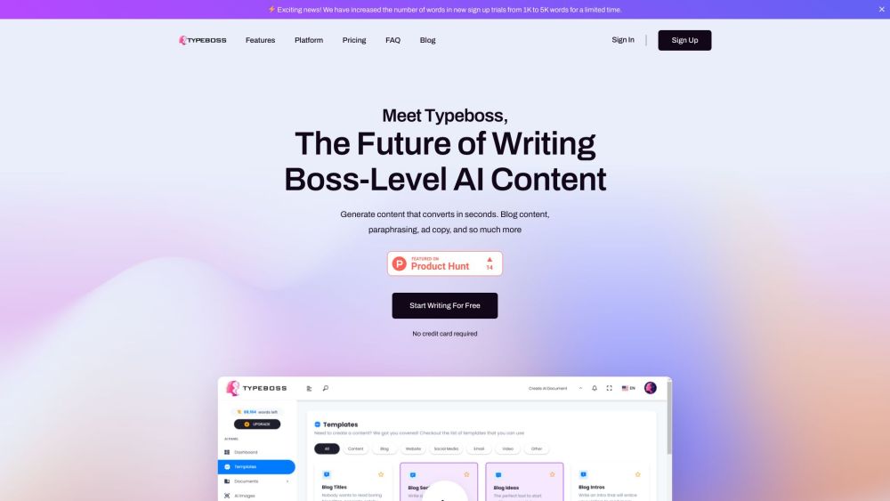 Typeboss website screenshot