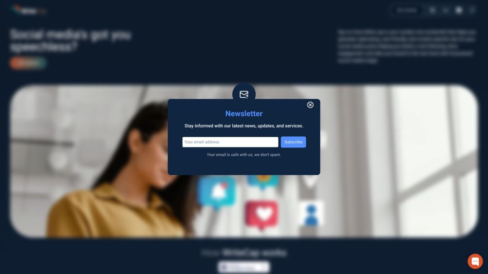 Writecap website screenshot