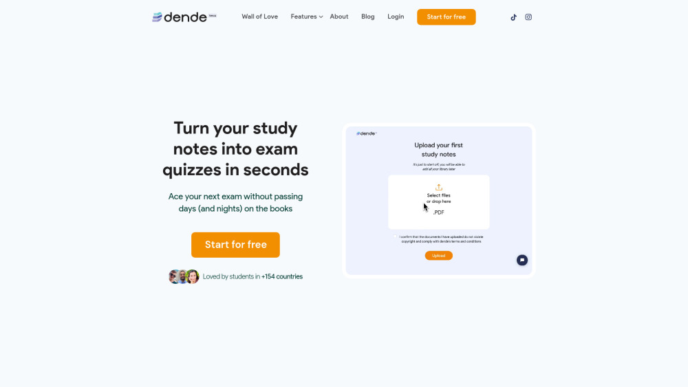 Dende website screenshot