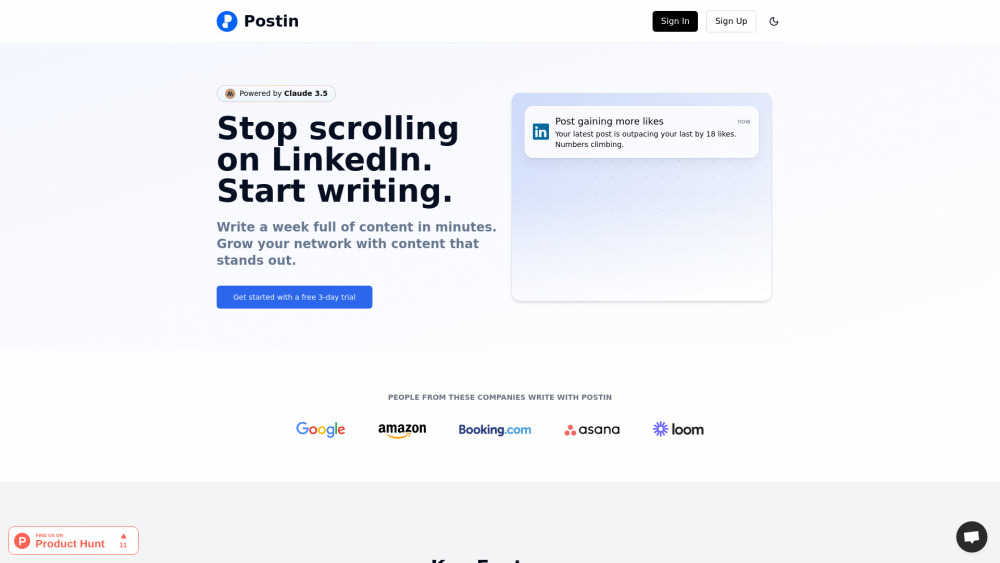Postin Ai website screenshot