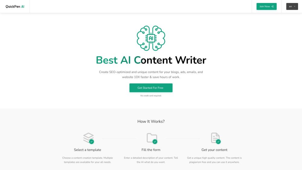 Quickpenai website screenshot