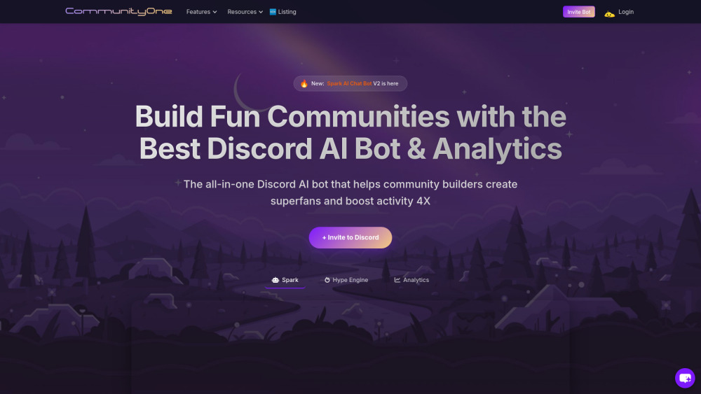 Communityone Discord Ai Bot Discord Analytics website screenshot