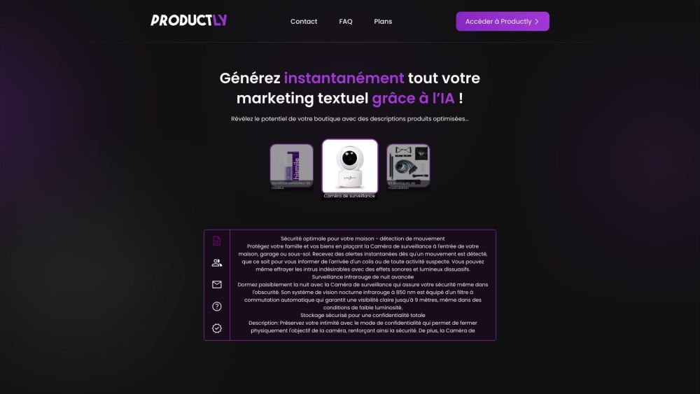 Productly App website screenshot