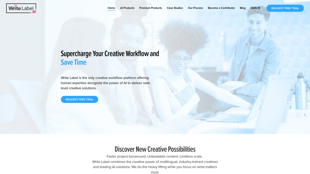 Write Label website screenshot