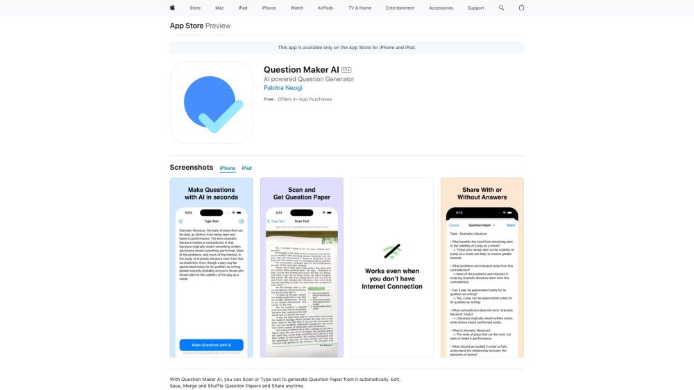 Question Maker Ai website screenshot