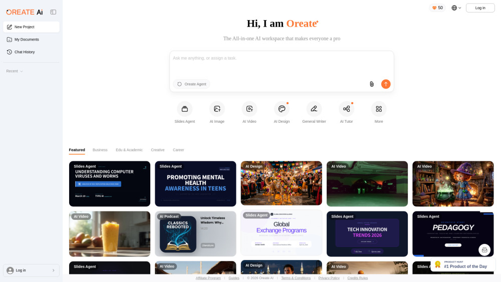 Oreate Ai website screenshot