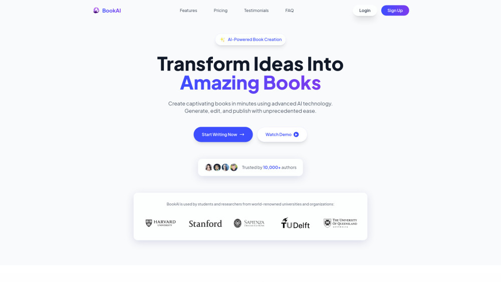 Bookai website screenshot