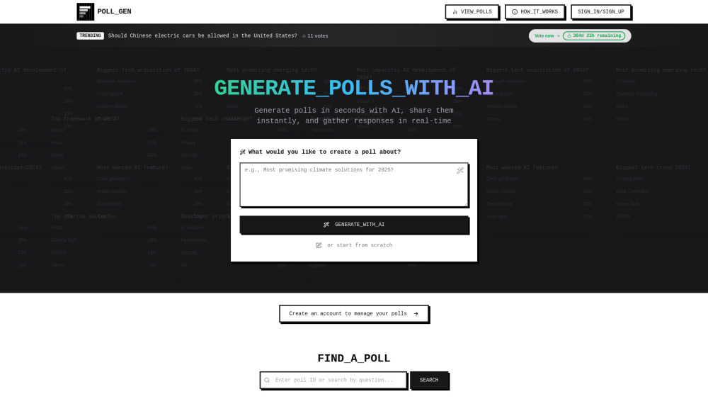 Poll Gen website screenshot