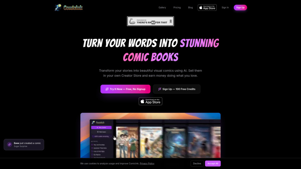 Comicink website screenshot