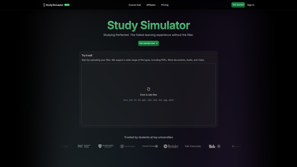 Study Sim website screenshot