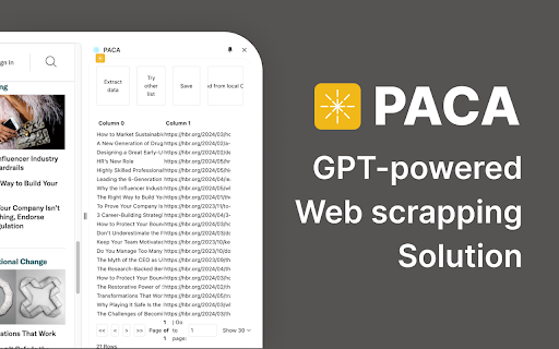 Paca Gpt Powered Web Scraping Tool website screenshot