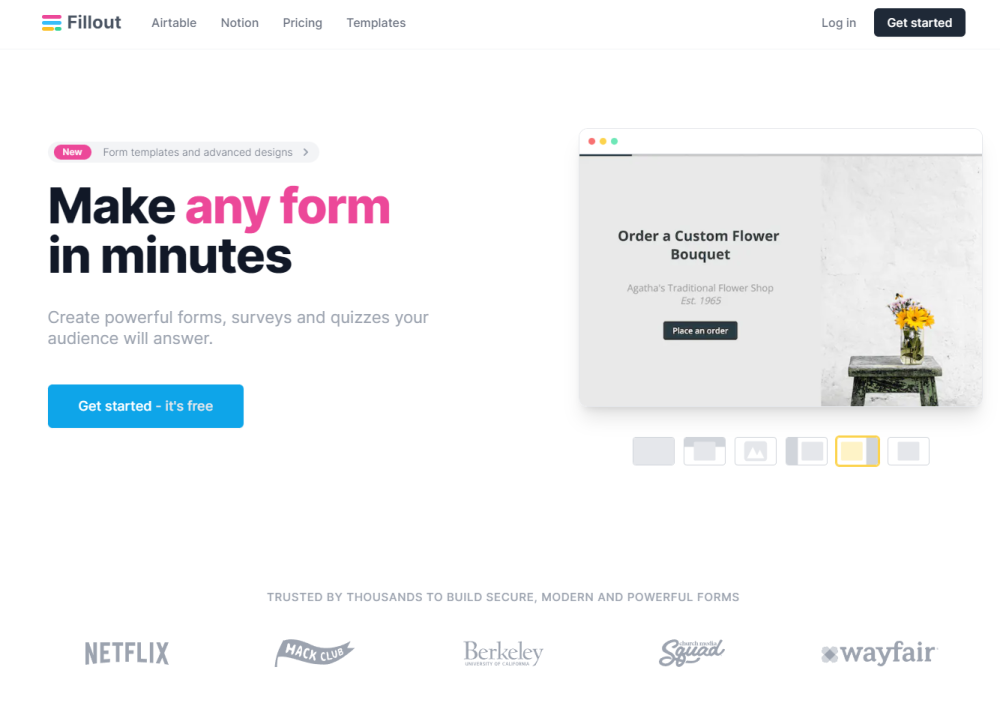 Fillout Com website screenshot